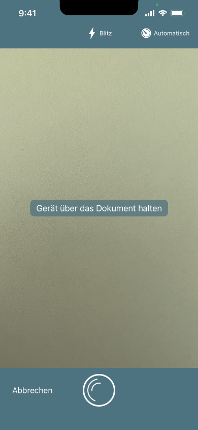Bildschirmansicht der Gesundheits-App beim Einlesen einer Rechnung