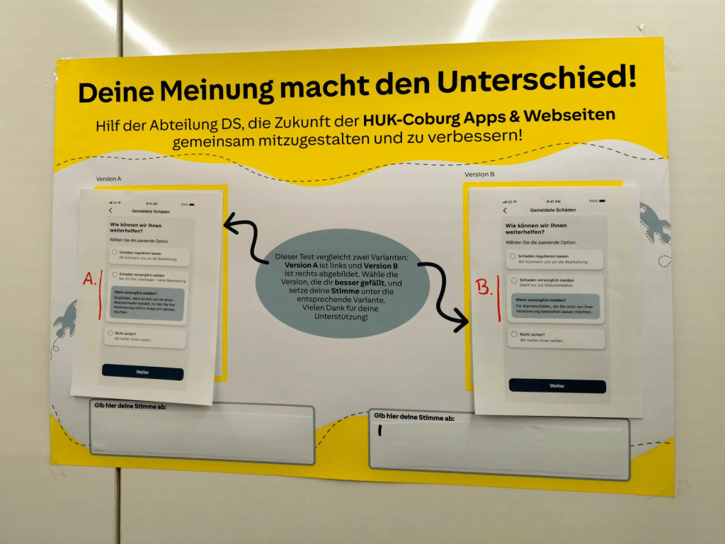 Plakat mit einer Umfrage