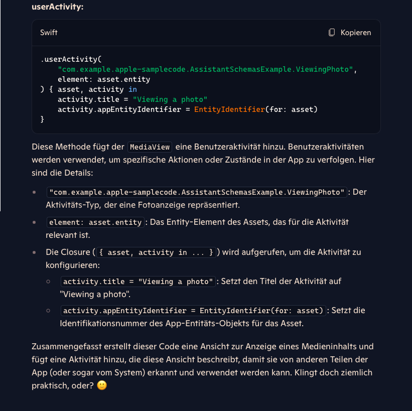 Bildschirmansicht mit einer Erklärung der KI zu Sprachmodellen