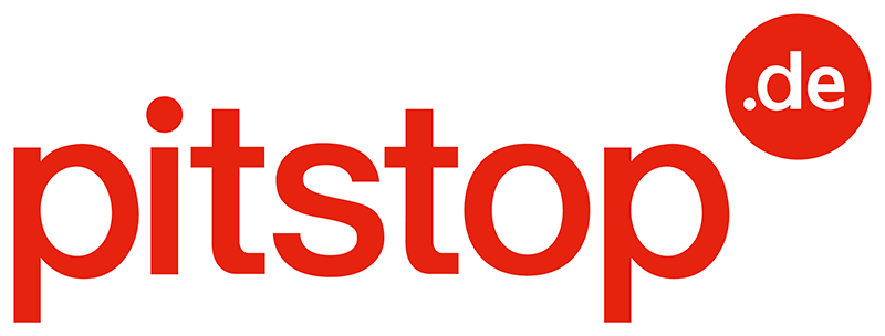 Das Logo von pitstop.de in roten Buchstaben auf weißem Hintergrund.