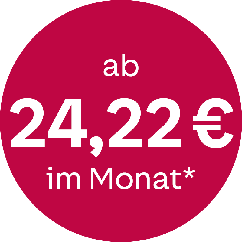 Plegemonatsgeld ab 24,22 € (niedrige Absicherung – Alter 40) 