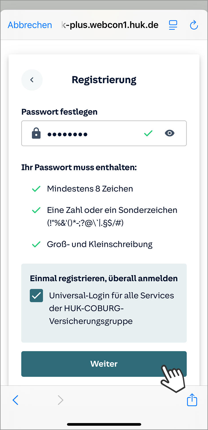 Telematik einrichten Fahrer: Anmeldemaske