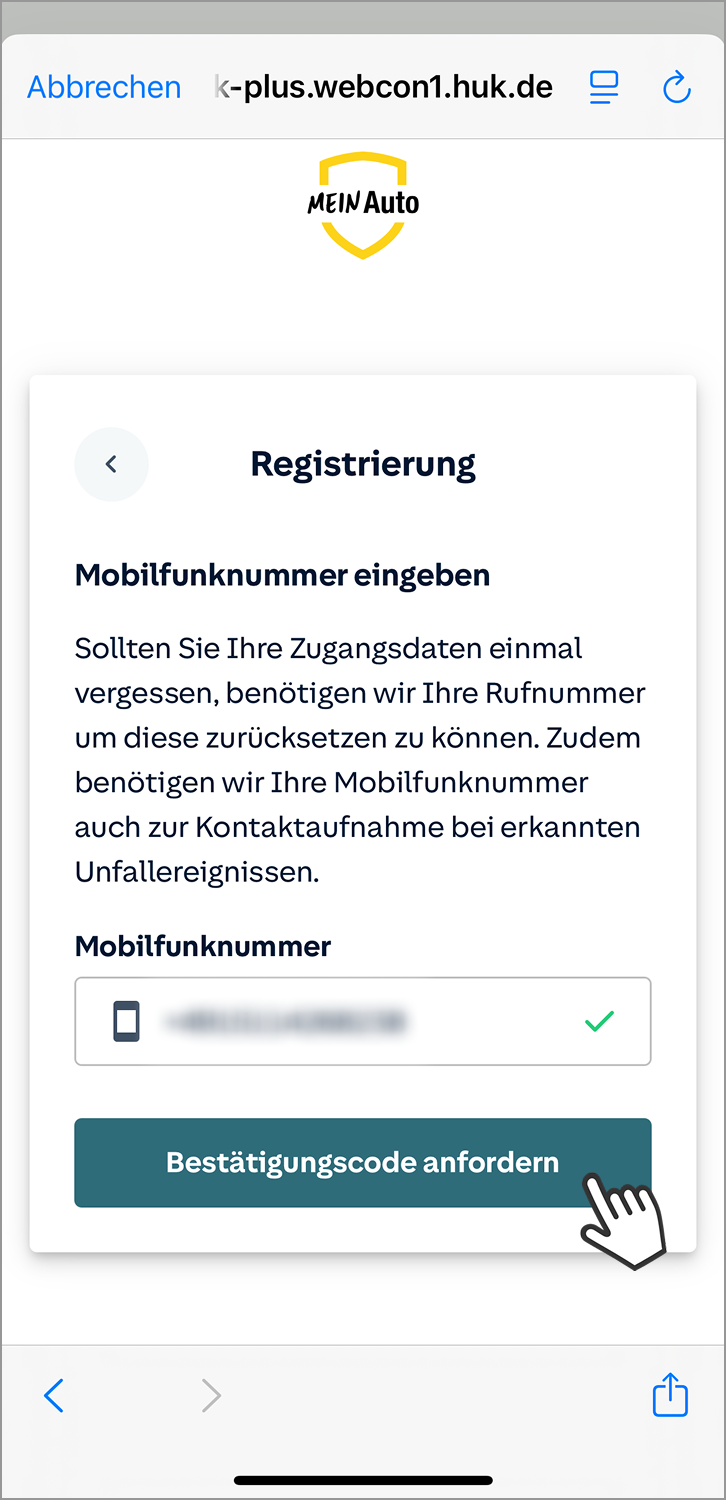 Telematik einrichten Fahrer: Registrierung mit E-Mail und Passwort