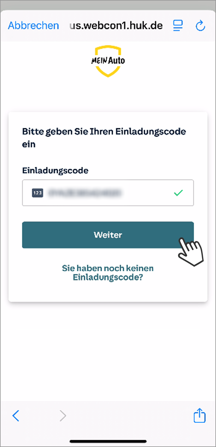 Telematik einrichten Fahrer: Einladungscode eingeben
