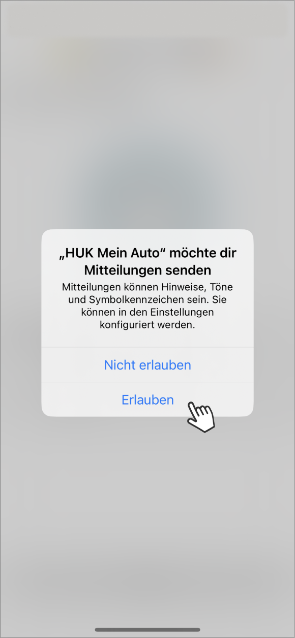 Telematik einrichten Fahrer: Benachrichtigungen „Erlauben”