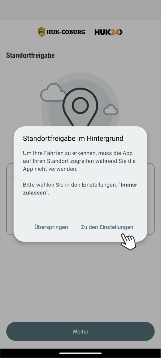 Telematik einrichten Fahrer Android: Standortfreigabe