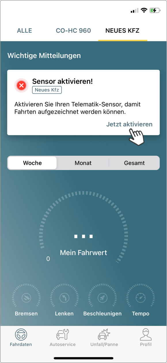 Neuer Sensor: „Mit Sensor verbinden”