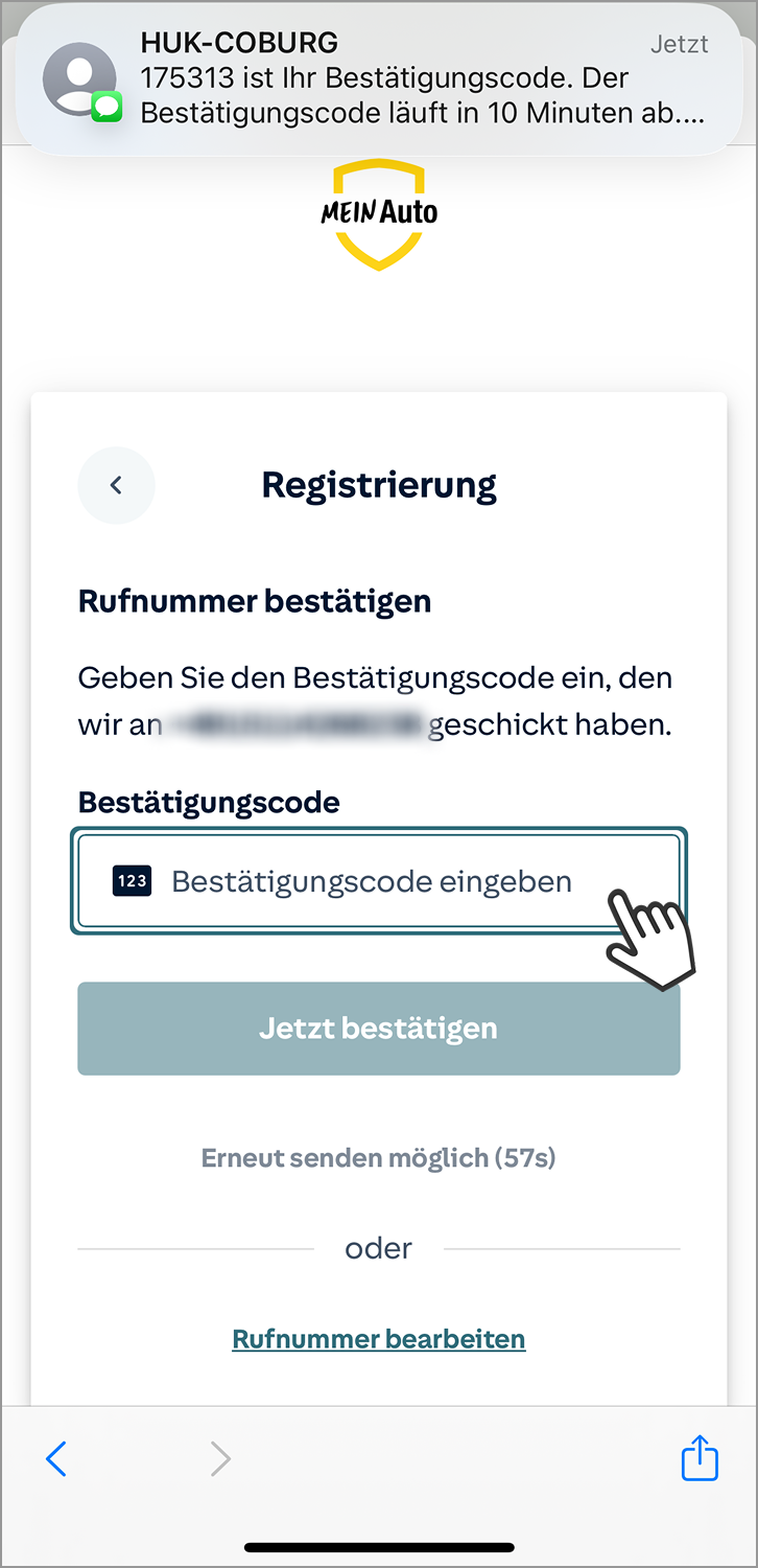 Telematik einrichten: Registrierung Bestätigungscode anfordern