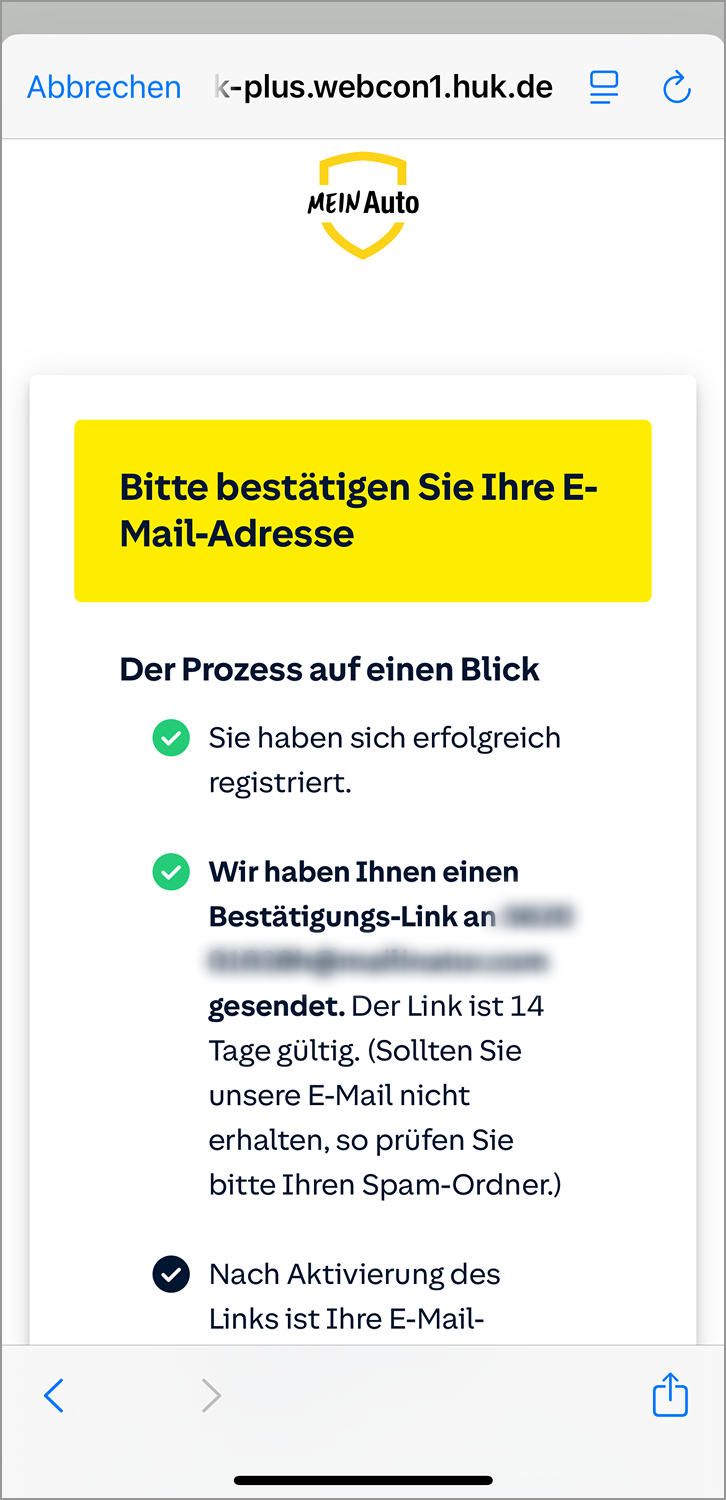 Telematik einrichten: Registrierung Bestätigung