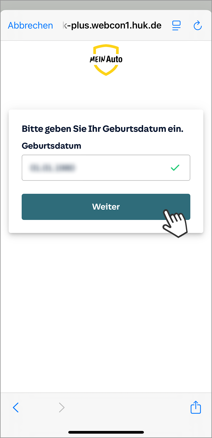 Telematik einrichten: Eingabe Geburtsdatum