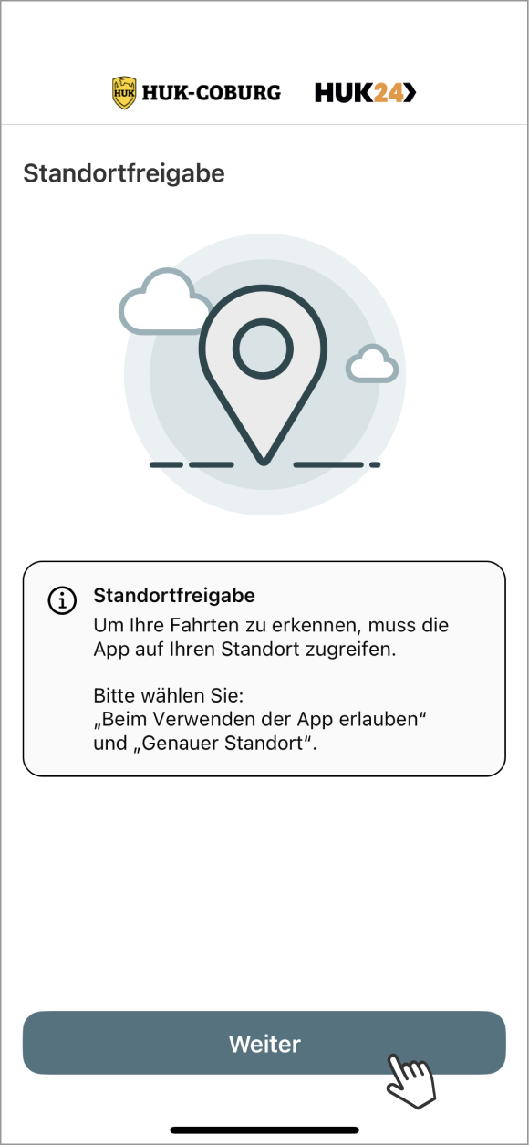 Telematik einrichten: Standortfreigabe