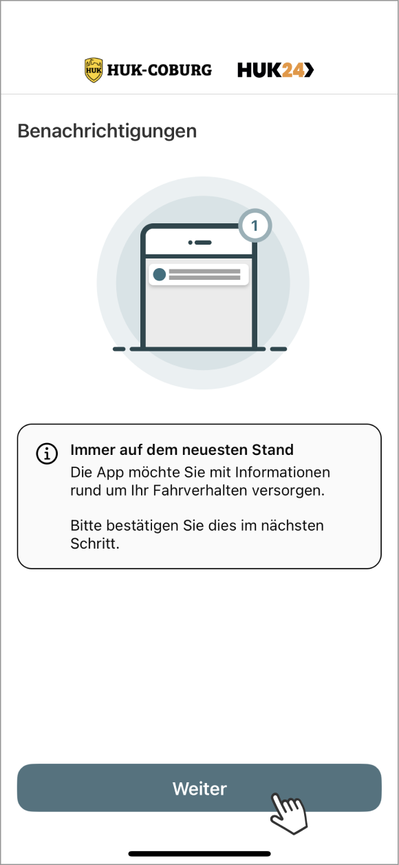 Telematik einrichten: Benachrichtigungen