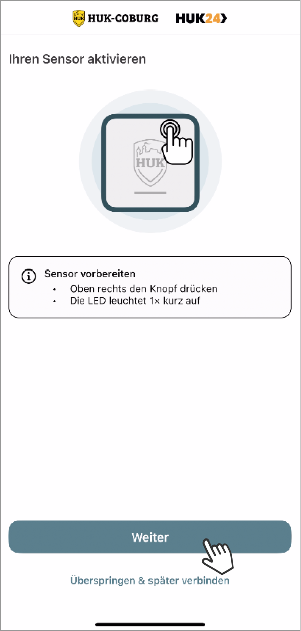 Telematik einrichten: Sensor aktivieren