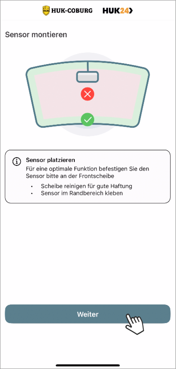 Telematik einrichten: Sensor montieren