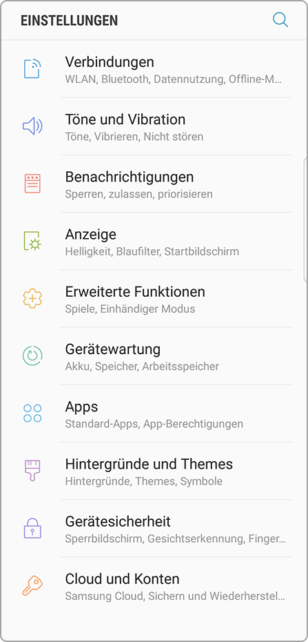 Einstellungen Android