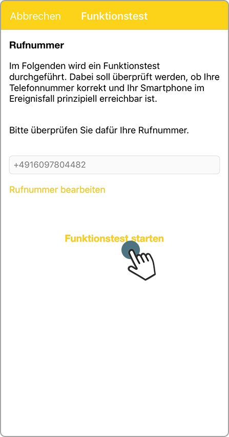 Funktionstest – Rufnummer überprüfen