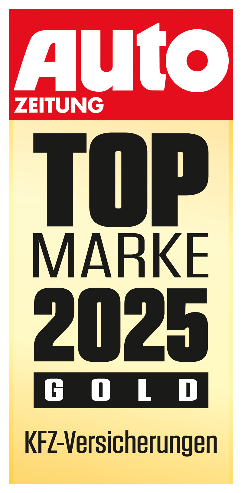 Testat Auto Zeitung: Top Marke 2025 Gold in der Kategorie Kfz-Versicherungen