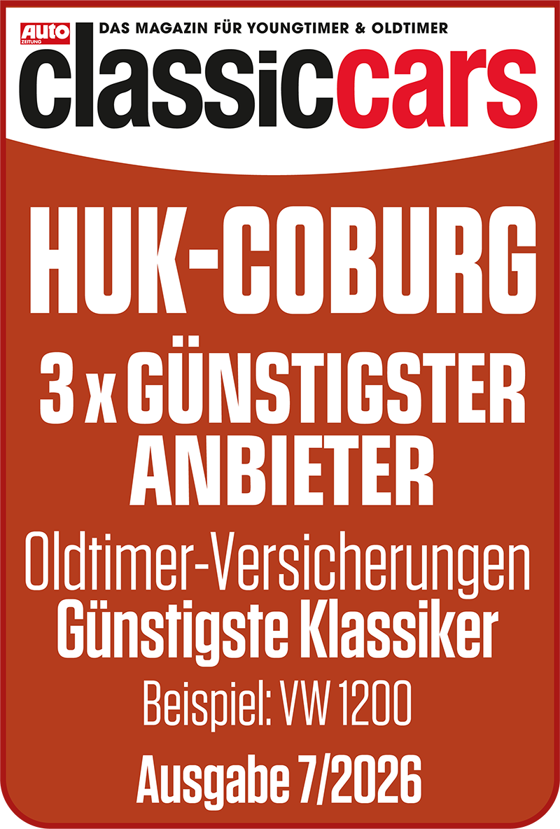Siegel Classic Cars, 3x Günstigster Anbieter Oldtimer-Versicherungen Günstigste Klassiker, Ausgabe 7/2026