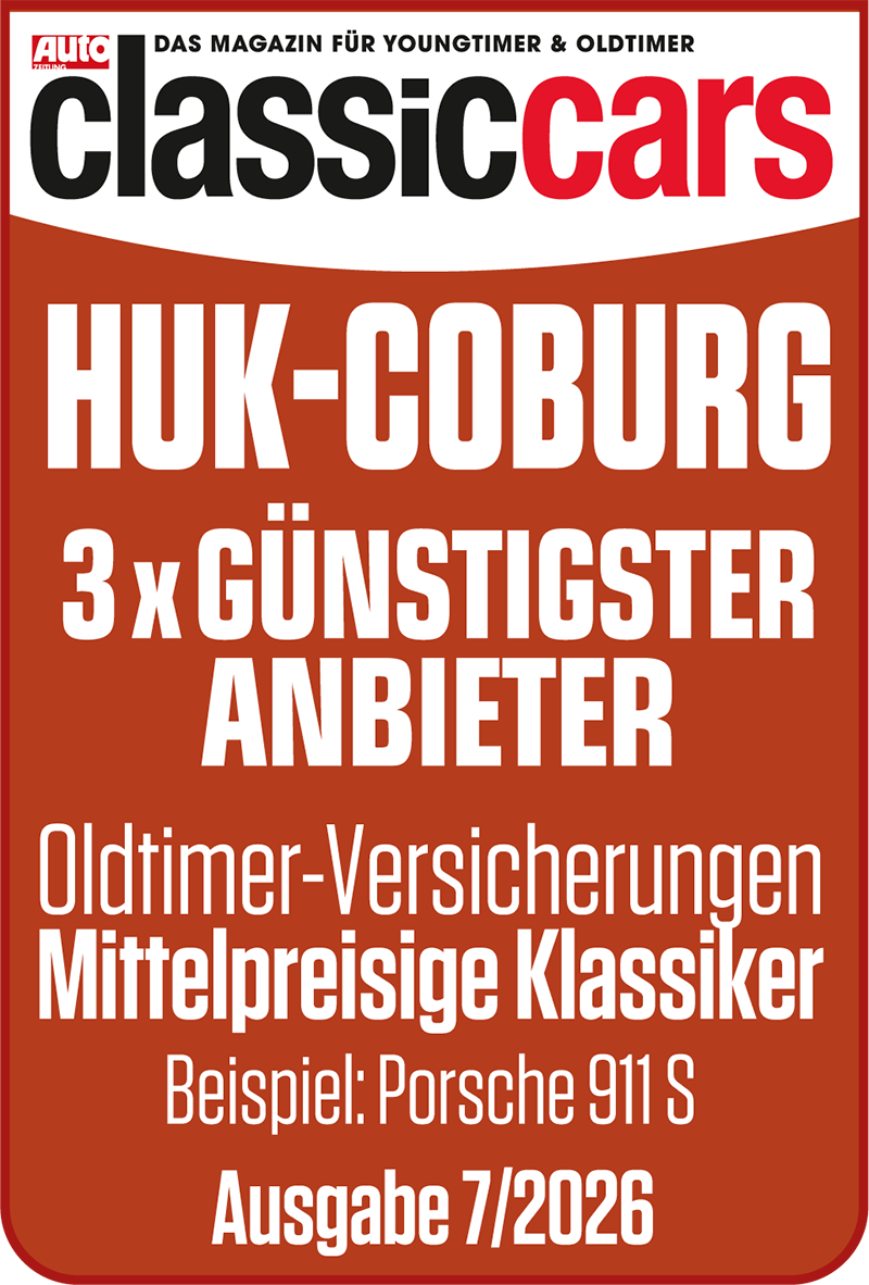 Siegel Classic Cars, 3x Günstigster Anbieter Oldtimer-Versicherungen Mittelpreisige Klassiker, Ausgabe 7/2026