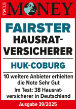 Siegel Focus Money: Fairster Hausratversicherer 2025, Ausgabe 39/2025