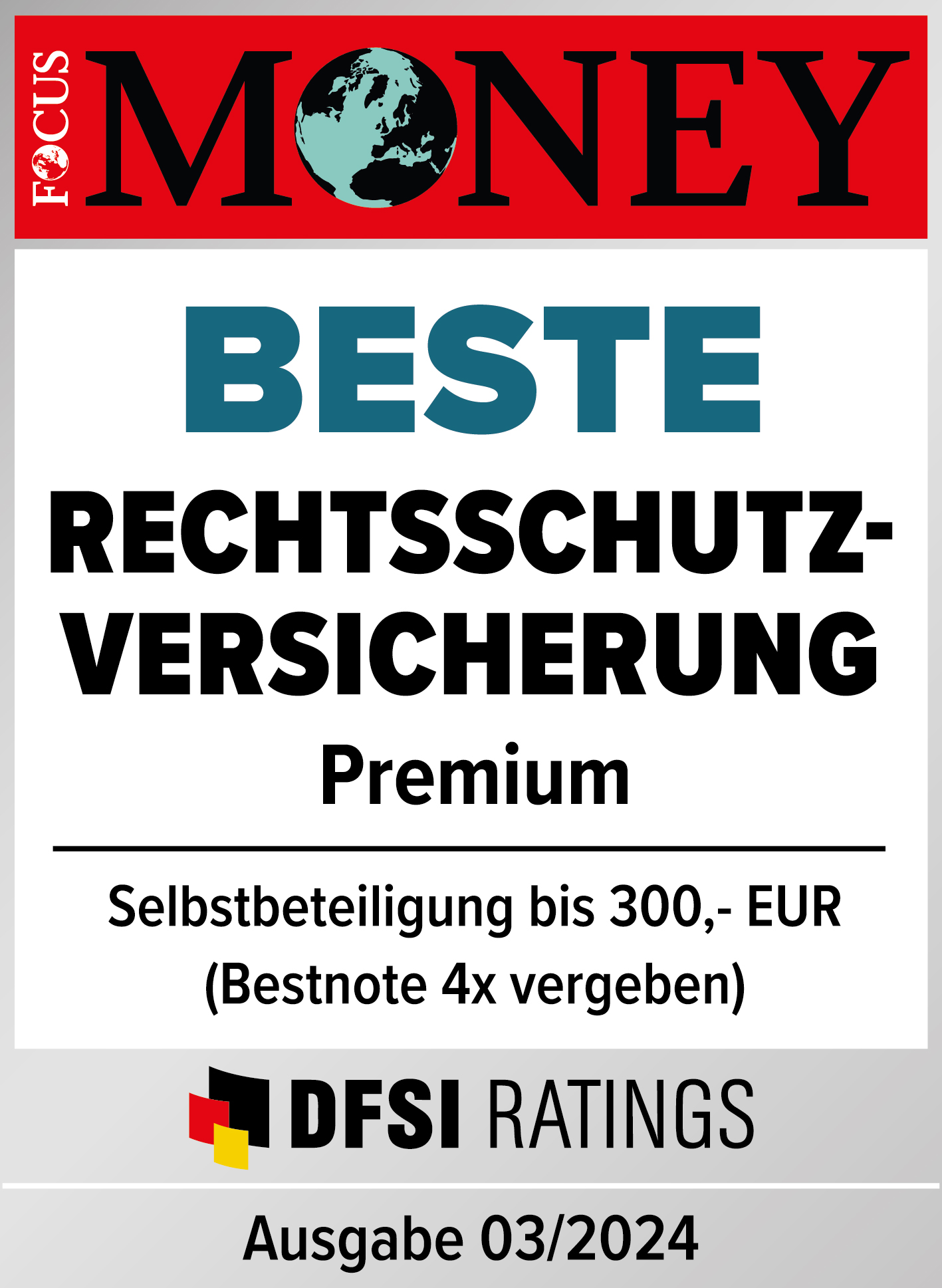 Focus Money, Beste Rechtsschutzversicherung Ausgabe 03/2024