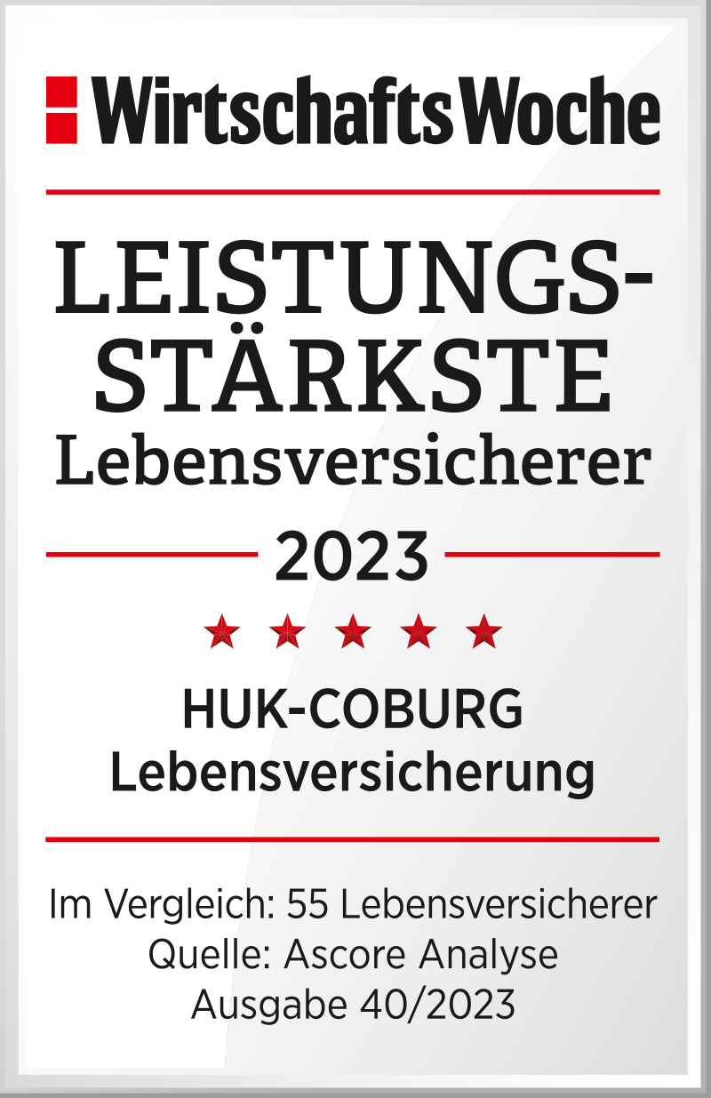 Auszeichnung Wirtschaftswoche | Leistungsstärkste Lebensversicherer 2023 | Ausgabe 40/2023