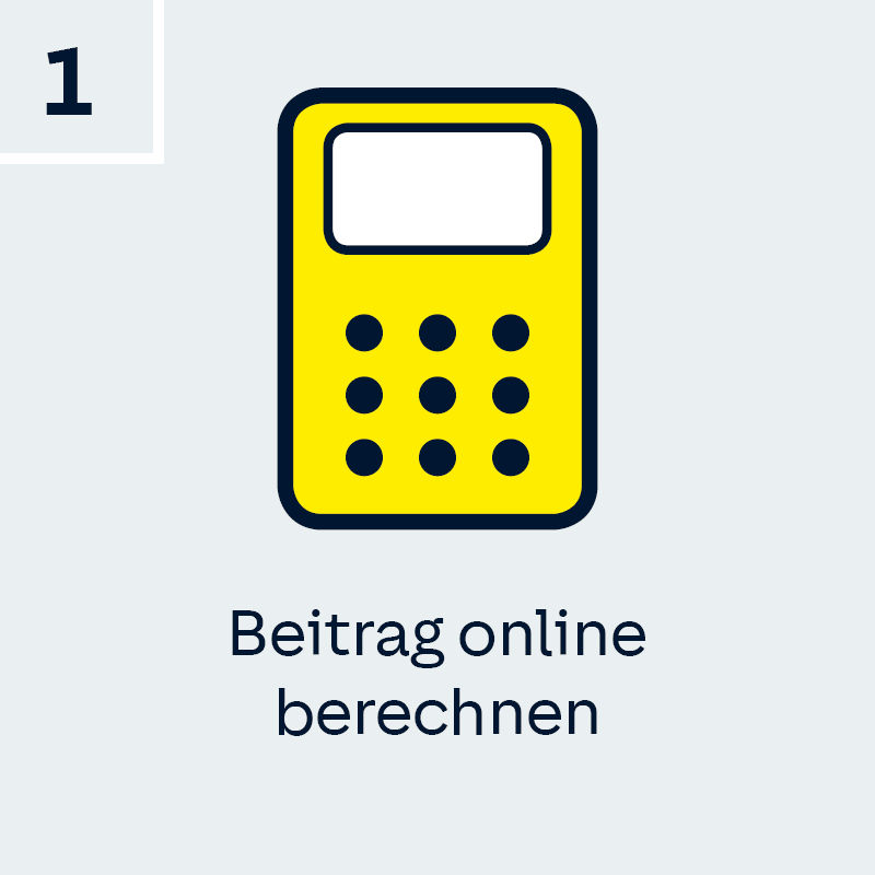 Taschenrechner mit Text: Beitrag online berechnen