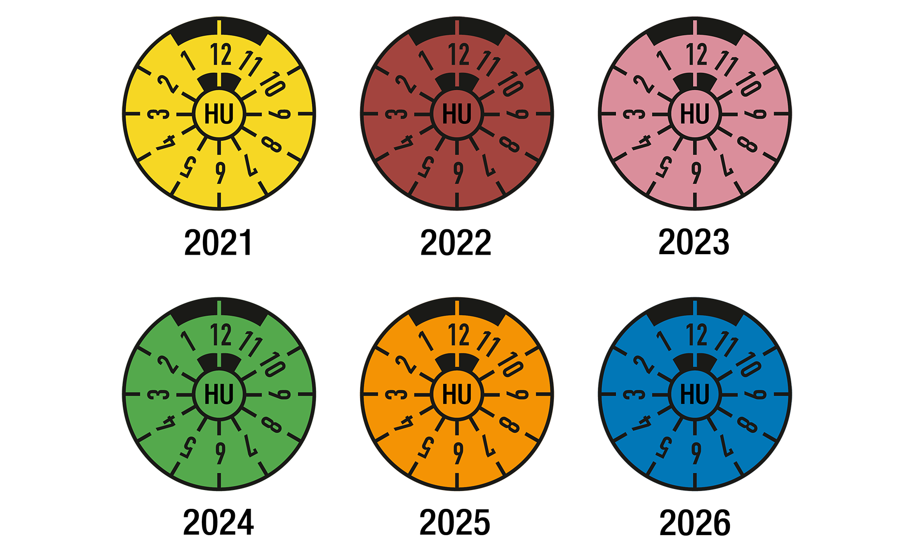 Farben der TÜV-Plaketten