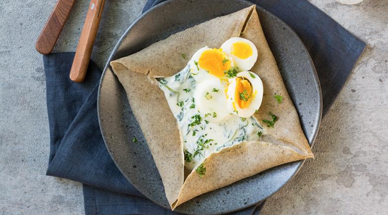 Galette mit Spinat und Ei