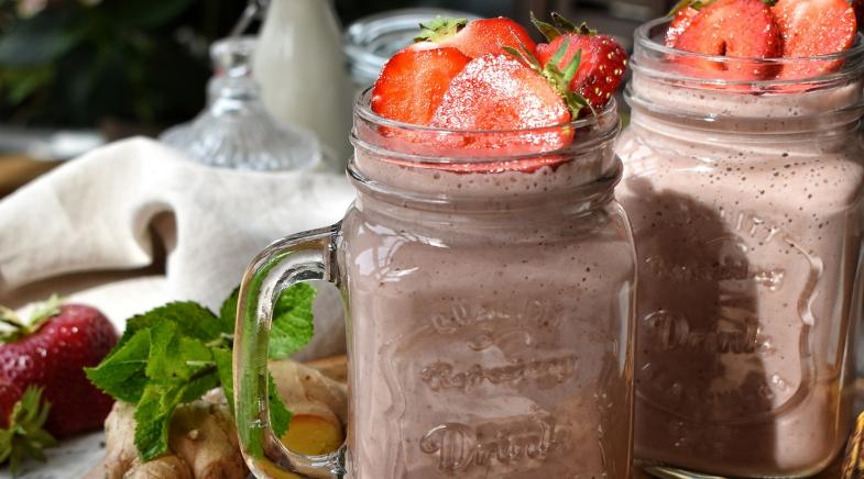 Hafershake mit Erdbeeren