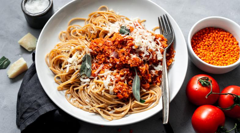 Spagetti mit Linsenbolognese