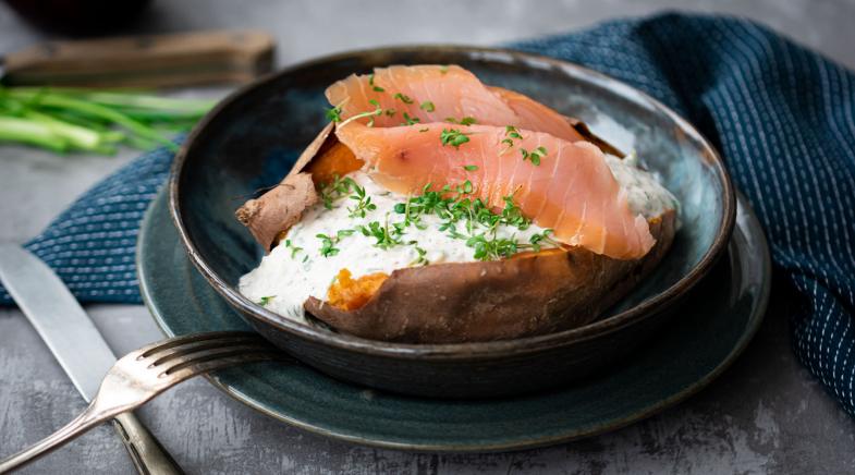 Süßkartoffel mit Lachs