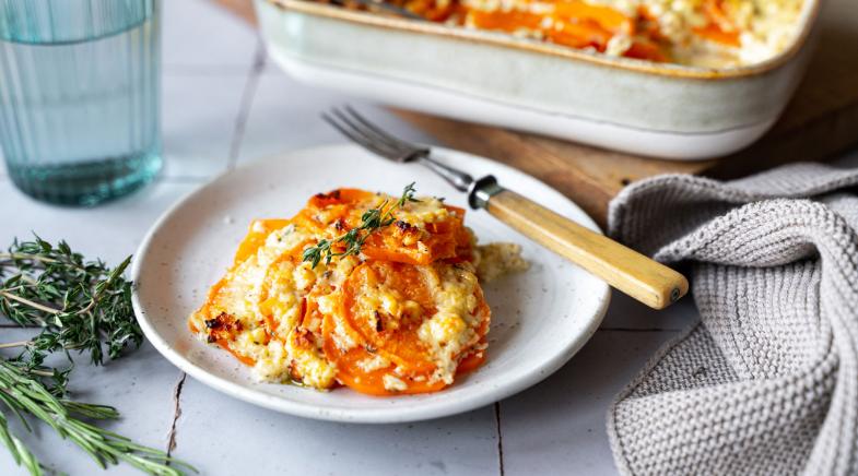 Rezept: Süßkartoffelgratin mit Feta