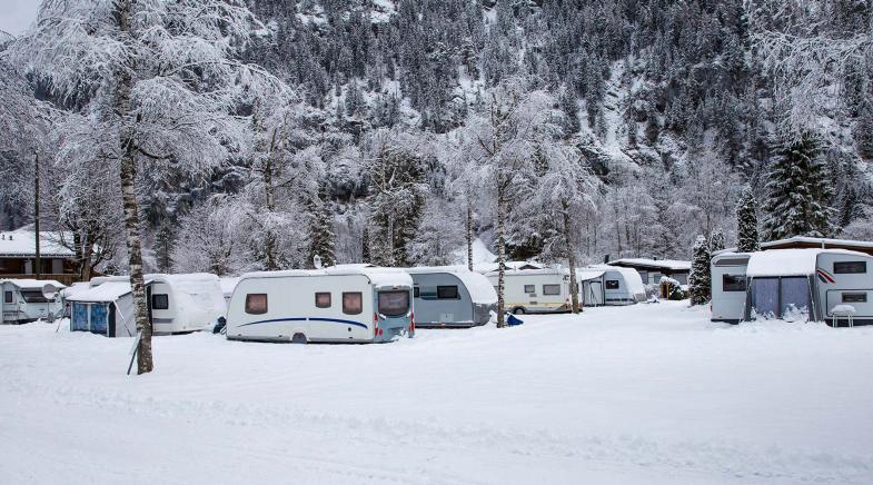 Campingplatz im Winter